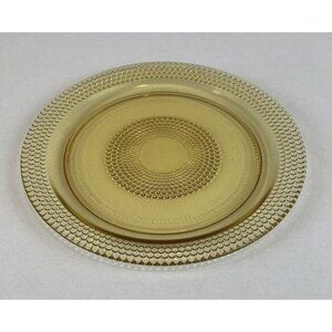 Vintage Amber Honey Colored Small Hobnail Glass Plate 8” A